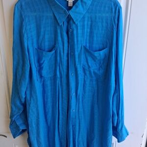 Talbots Blue Button-Down Pocket Front Shirt